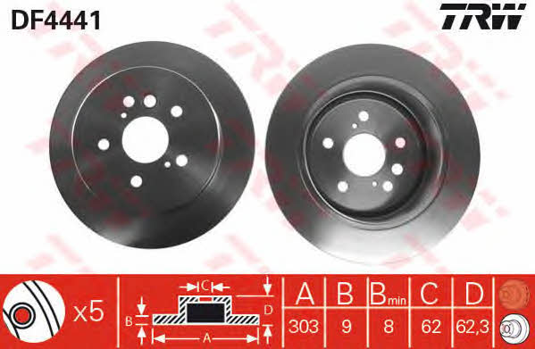 Rear solid brake disc TRW DF4441