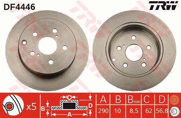 TRW DF4446 Rear brake disc, non-ventilated DF4446
