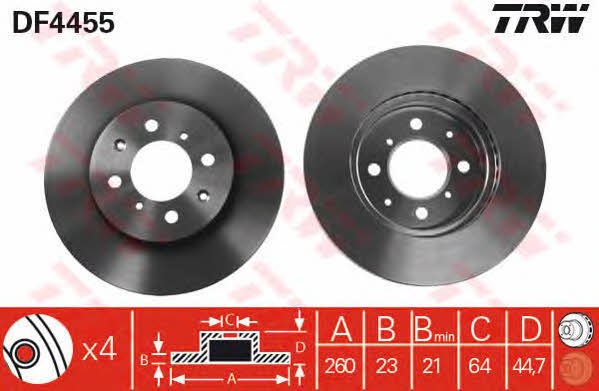 Front vented brake disc TRW DF4455