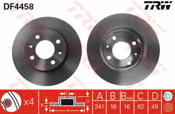 Front vented brake disc TRW DF4458