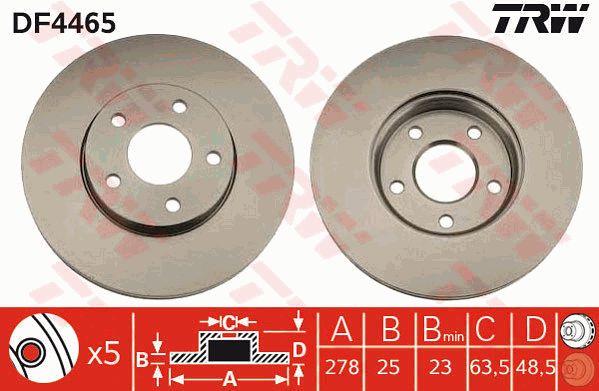 Front vented brake disc TRW DF4465