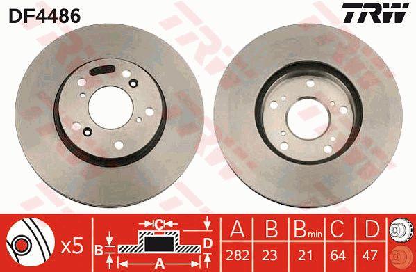 TRW DF4486 Front brake disc ventilated DF4486