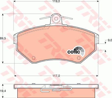 TRW COTEC brake pad set TRW GDB1266