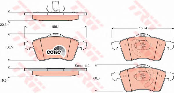 TRW COTEC brake pad set TRW GDB1282