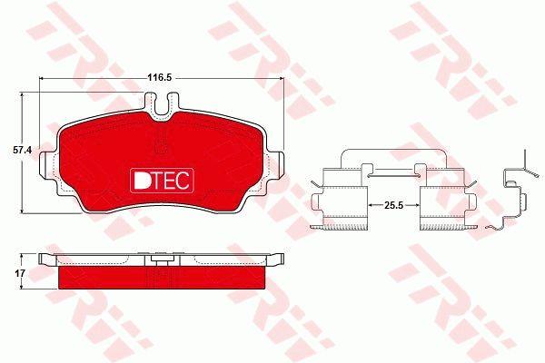 Disc brake pad set Mercedes A-Class: GDB1293DTE TRW Brake pad set