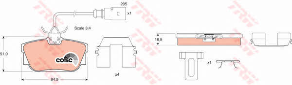 TRW COTEC brake pad set TRW GDB1369