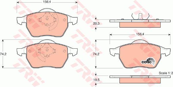TRW COTEC brake pad set TRW GDB1376