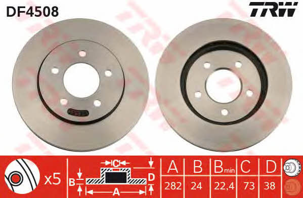 TRW DF4508 Front brake disc ventilated DF4508