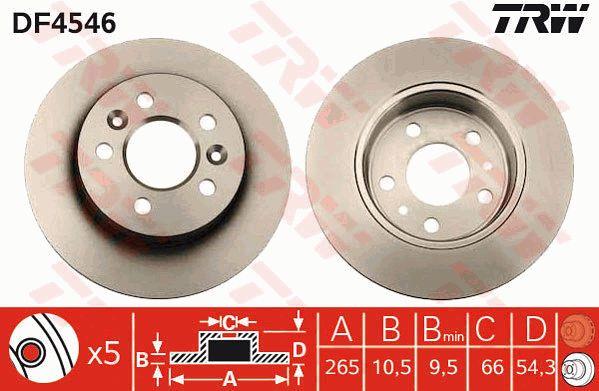 TRW DF4546 Rear brake disc, non-ventilated DF4546