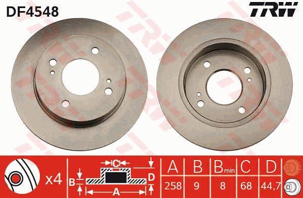 TRW DF4548 Rear brake disc, non-ventilated DF4548