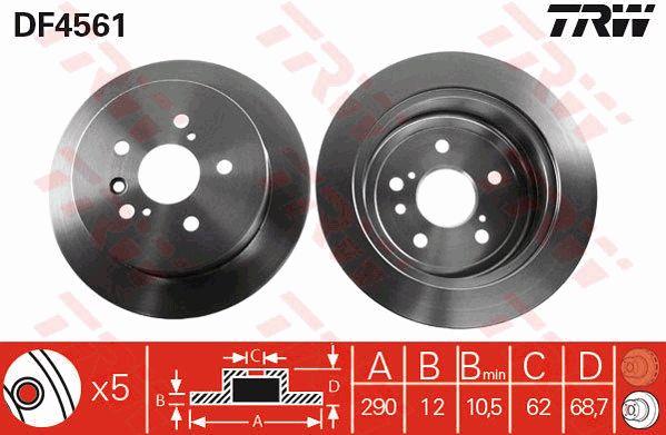 TRW DF4561 Rear brake disc, non-ventilated DF4561