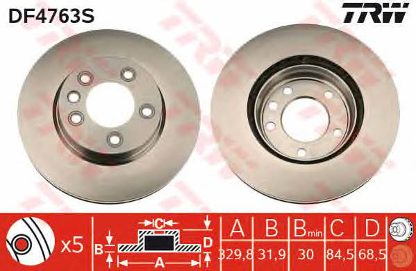 Front vented brake disc TRW DF4763S