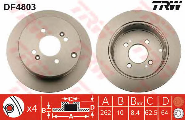Rear solid brake disc TRW DF4803