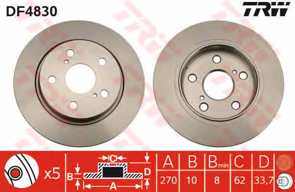 TRW Rear solid brake disc – price 103 PLN