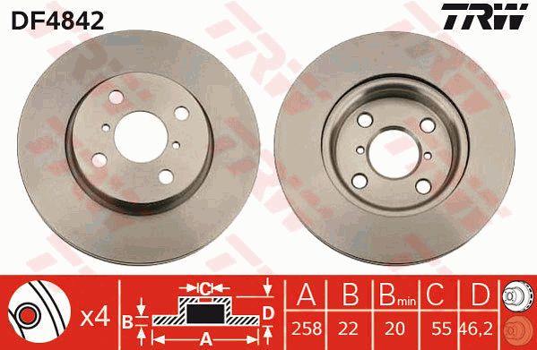 Front vented brake disc TRW DF4842