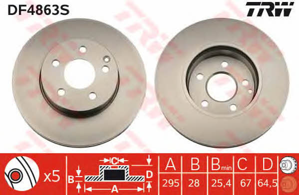 Front vented brake disc TRW DF4863S