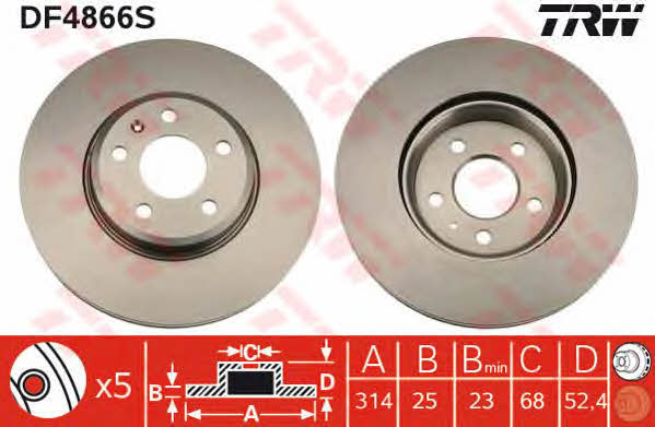 Front vented brake disc TRW DF4866S