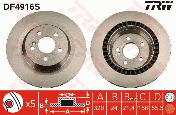 Rear vented brake disc TRW DF4916S