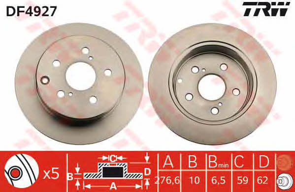 Rear solid brake disc TRW DF4927