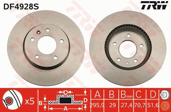 TRW Front brake disc ventilated – price 199 PLN