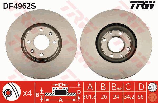 TRW Front brake disc ventilated – price 180 PLN