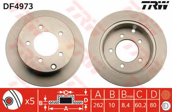 Rear solid brake disc TRW DF4973