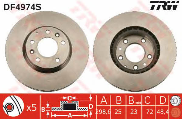 Front vented brake disc TRW DF4974S