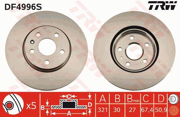 TRW Front brake disc ventilated – price 242 PLN