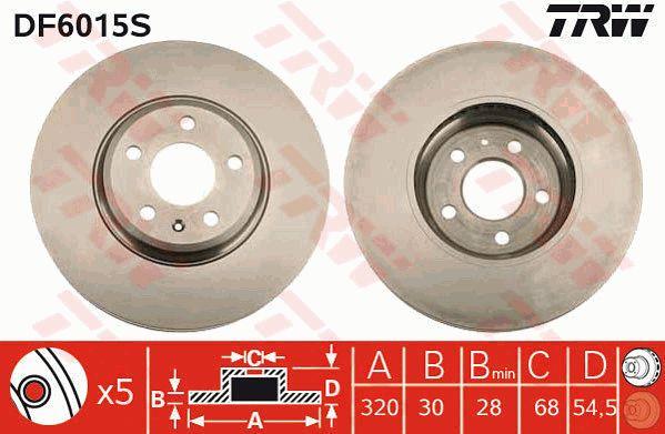 Front vented brake disc TRW DF6015S
