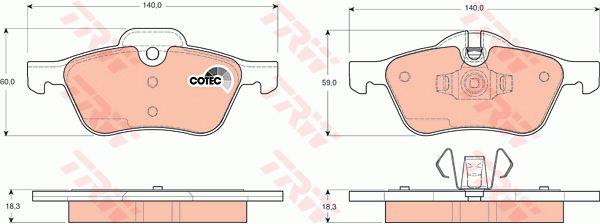 TRW COTEC brake pad set TRW GDB1476