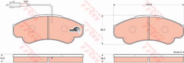 TRW COTEC brake pad set TRW GDB1518