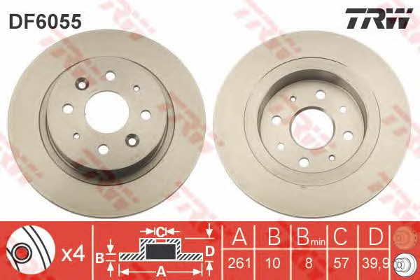 Rear solid brake disc TRW DF6055