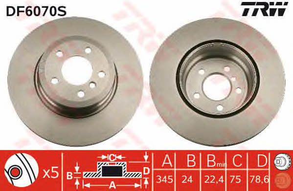 TRW Rear ventilated brake disc – price 254 PLN