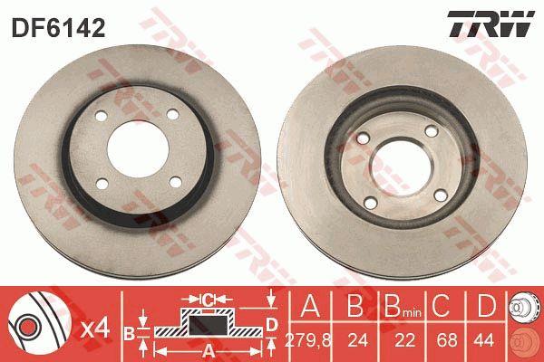 Front vented brake disc TRW DF6142