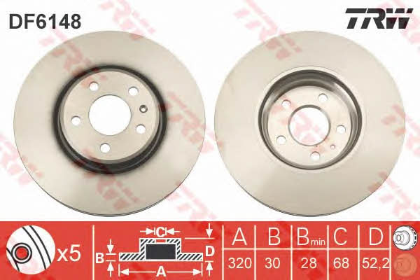 Front vented brake disc TRW DF6148
