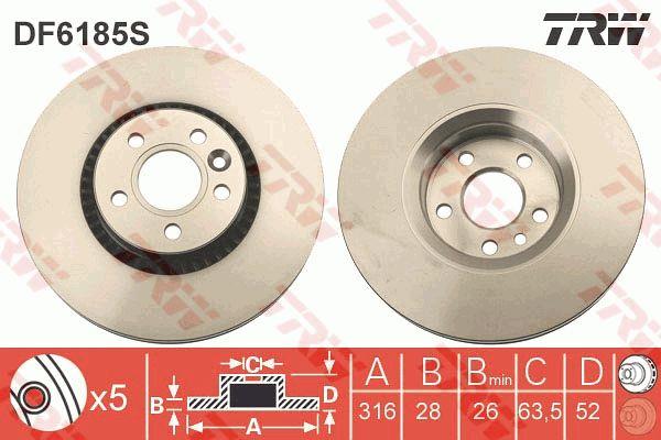 Front vented brake disc TRW DF6185S