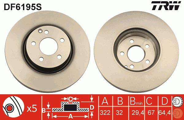 Front vented brake disc TRW DF6195S