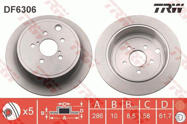 Rear solid brake disc TRW DF6306