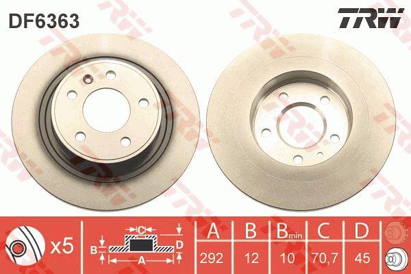 Rear solid brake disc TRW DF6363