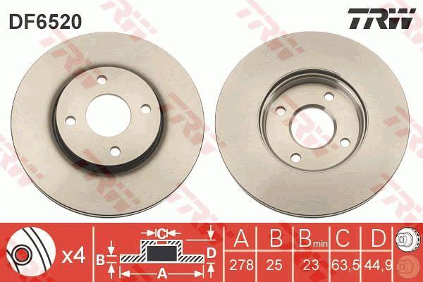 TRW Front brake disc ventilated – price 153 PLN