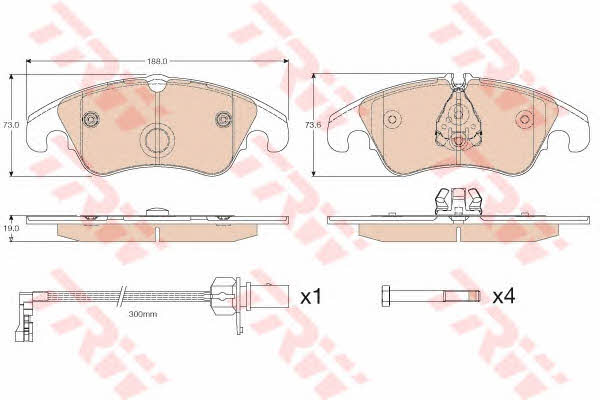 Front disc brake pads, set TRW GDB1768