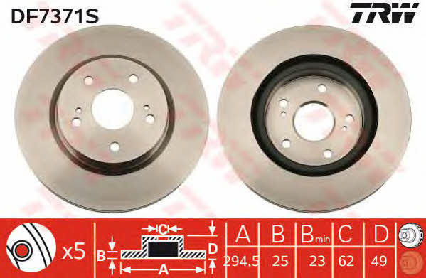Front vented brake disc TRW DF7371S
