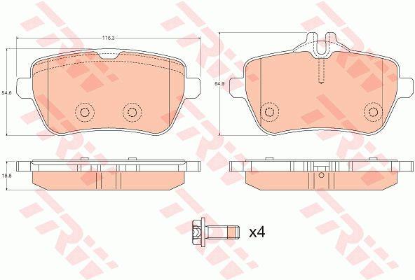 Disc brake pad set Mercedes SL: GDB2014 TRW TRW COTEC brake pad set