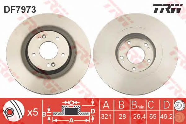 Front vented brake disc TRW DF7973