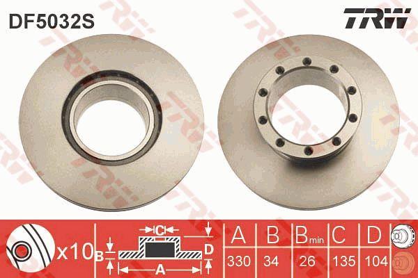 TRW DF5032S Front vented brake disc DF5032S DF5032S TRW Front vented brake disc