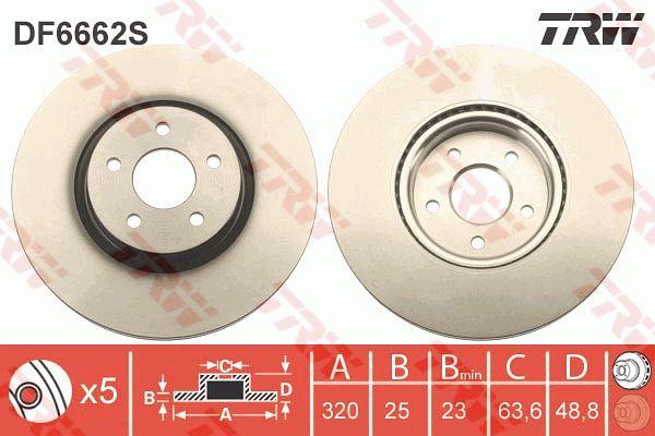 Front vented brake disc TRW DF6662S