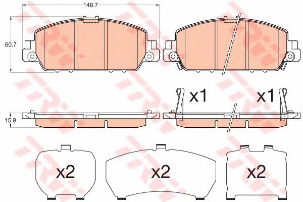 TRW COTEC brake pad set TRW GDB3615