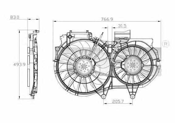 TYC 802-0053 Hub, engine cooling fan wheel 8020053