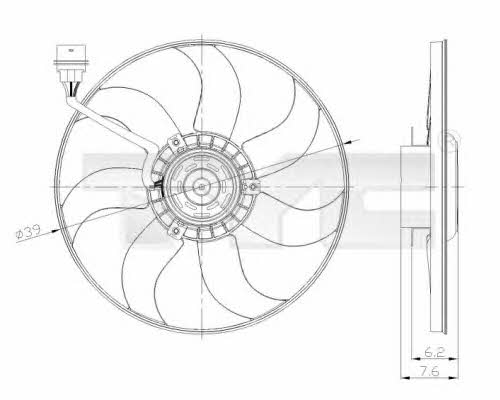 TYC 837-0036 Hub, engine cooling fan wheel 8370036