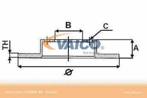 Vaico V10-40027 Rear brake disc, non-ventilated V1040027